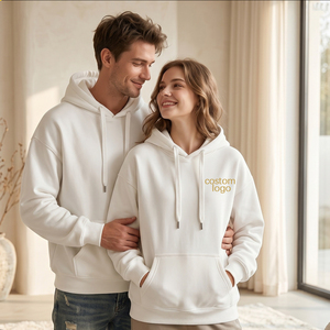 Sudadera con Capucha de Algodón Blanca con Logotipo Personalizado, Unisex, Corte Regular, Color Sólido, Informal, con Impresión por Transferencia de Calor, para Otoño - Product Image 1