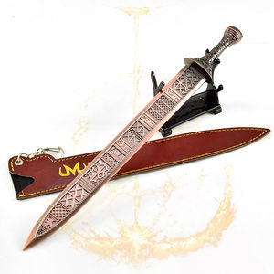 Réplique entièrement en métal de 30cm Ouhe Sword From Elden Ring Cosplay Prop avec gaine en cuir et ornement cadeau pour garçon sculpté - Product Image 1