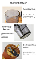 Vente en gros, tasse à eau en paille personnalisée, tasse en verre, tasses à boisson froide