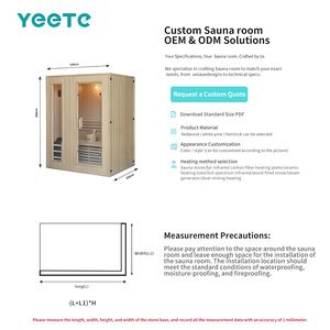 YEETE Elektrische Moderne Sauna aus Kanadischer Hemlocktanne 90cm 8mm Glas Chrom-Hardware Vorgefertigtes Modulares Umweltfreundliches Baukonzept - Product Image 3