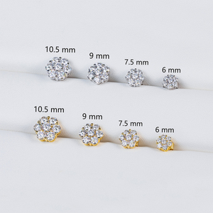 <span class=keywords><strong>Boucles</strong></span> <span class=keywords><strong>d</strong></span>'<span class=keywords><strong>oreilles</strong></span> en argent sterling 925 plaqué or 14 carats avec grappe de fleurs en diamant moissanite VVS taille ronde GRA 6/7,5/9 mm pour femmes et hommes - Product Image 5