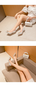 Nuevos Estilos de Zapatos de Tacón Alto con Punta en Pico y Brillantina Blanca con Pedrería para Mujer, Zapatos de Novia Glamurosos - Product Image 5