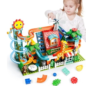 255 Parça Mermer Parkuru Cennet Kaydırağı Yapım Blokları Seti DIY Mermer Labirent Parkuru Yuvarlanan Top Tuğlaları Yapım Oyuncağı Asansörlü - Product Image 1