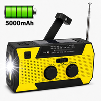 Radio météo d'urgence 5000 mAh avec alerte NOAA, lampe torche solaire à manivelle pour la saison des ouragans, kit de survie transfrontalier