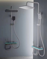 Ensemble de mitigeur de douche à effet pluie avec affichage numérique thermostatique, aluminium spatial poli, montage mural, robinet à touches de piano pour salle de bain, hôtel, maison