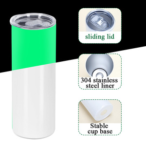 Vaso Térmico Delgado Luminoso Verde de 20oz, Brilla en la Oscuridad, de Doble Pared, de Acero Inoxidable, Aislado, para Sublimación - Product Image 4