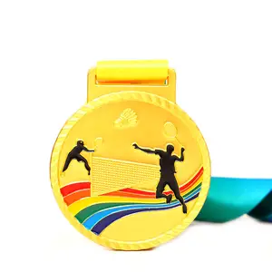 Utmized-medallón de tenis de bádminton, Medalla deportiva personalizada con esmalte dorado, venta al por mayor