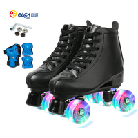Nouvel Arrivage : Ensemble de Chaussures à Roulettes Lumineuses avec Genouillères pour Femmes, Adultes et Filles