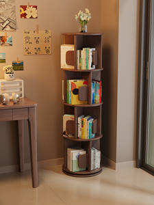 Estantería Giratoria de Madera Maciza de 360 Grados, Ahorradora de Espacio, Mueble para el Hogar, Estantería para Libros <span class=keywords><strong>Infantiles</strong></span>, Estante de Almacenamiento para Dormitorio Junto a la Cama - Product Image 2