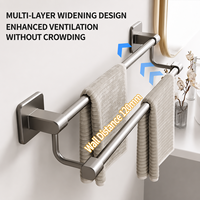 Porte-serviettes moderne en acier au carbone à double barre et finition noir mat pour salle de bain de luxe et décoration de projets hôteliers