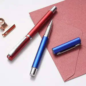 Custom Logo Printing Promotional Business Metal Ballpoint Pen Pink Gold Black Business Office Pen 0.5mm Refill Gel Ink Pens