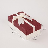 Boîte cadeau rectangulaire rigide de qualité supérieure avec couvercle à nœud en satin, base en papier gaufré pour parfum, bijoux, emballage de cadeaux de fête