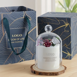 Hot Selling Flower Aromatherapy Vanilla Dried Flower Soy Wax Scented <b>Candle</b> With Glass Jar Gift Box - Product Image 4