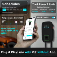 Nuevo Cargador de Pared para Vehículos Eléctricos de 7kW 11kW J1772 Nivel 2 con Conector NEMA, Protección Contra Fugas IP65, Operado por Aplicación Inteligente, Alta Eficiencia, para Uso Doméstico