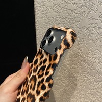 Coque de téléphone rigide vintage à motif léopard avec grande fenêtre pour appareil photo, fine et anti-rayures pour iPhone 16 17 Pro Max