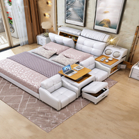 Luxus moderne Smart Super King Size Leder Aufbewahrung Multifunktion ale Bett rahmen Schlafzimmer Set