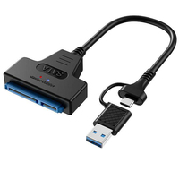 Adaptor USB 3.0 Tipe-C ke SATA 22-Pin Kabel Data Eksternal Berpelindung untuk Konverter Hard Disk Drive Komputer (SSD HDD)