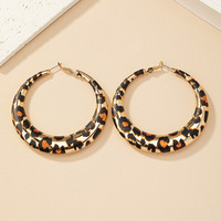 Nouvelle mode femmes imprimé léopard boucles d'oreilles luxe exagéré géométrique grand cerceau boucles d'oreilles