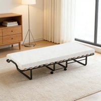 Lit pliant moderne en métal avec lattes en bois – Durable, portable et polyvalent pour chambre, appartement, hôtel, école, hôpital