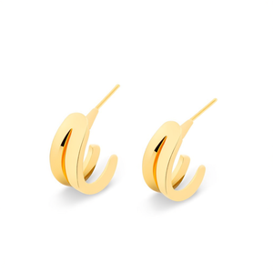 Boucles d'oreilles créoles tendance en acier inoxydable 316L, plaqué or PVD, résistantes et durables - Product Image 2
