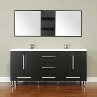 Haut de gamme personnalisé contemporain noir haute qualité durable salle de bain vanités ensemble armoire de toilette pour hôtel usage domestique
