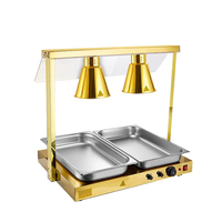 Dreifach-Heizlampenstation aus Edelstahl für Buffet-Speisen, Infrarot-Catering-Wärmetisch für Hotel, Restaurant und Bankett