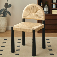 Chaises de salle à manger vintage françaises Vivienne en bois massif, tressées en corde, écologiques, pour la maison, le bureau et le salon