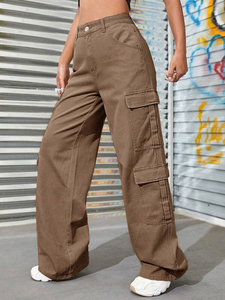 <span class=keywords><strong>Pantaloni</strong></span> Cargo da <span class=keywords><strong>Donna</strong></span> 2262 <span class=keywords><strong>con</strong></span> Grandi Tasche, Jeans Casual Estivi Elasticizzati Oversize, Nuova Collezione <span class=keywords><strong>con</strong></span> Decorazione in Pizzo e Fiocco - Product Image 3