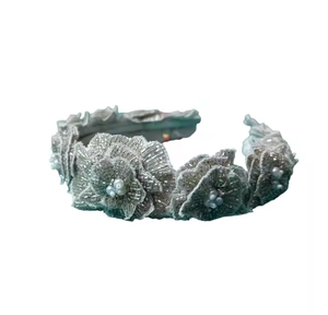 Beau bandeau brodé de perles à la main d'accessoires de cheveux de concepteur de paon bandeau entièrement perlé pour les femmes - Product Image 4