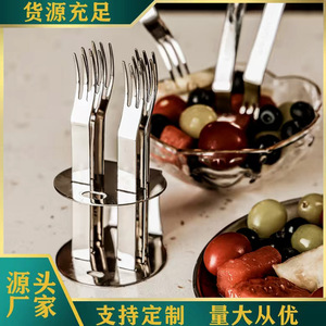 Fourchette à fruits en acier inoxydable 304, fourchette créative pour gâteaux et gâteaux de lune, ensemble de fourchettes à fruits portables pour la maison, fourchette à dessert - Product Image 1