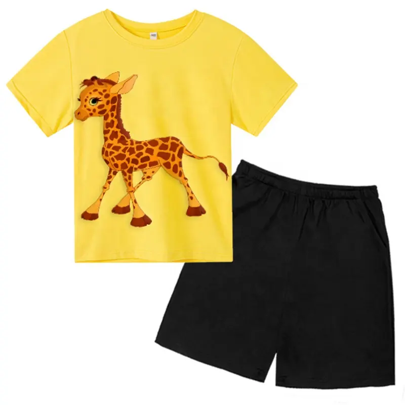男の子の夏のTシャツショーツセットかわいいプリント服デザイン卸売用