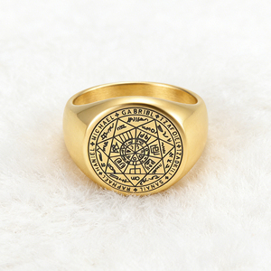 Anillo <span class=keywords><strong>de</strong></span> Acero Inoxidable Chapado en <span class=keywords><strong>Oro</strong></span>/Plata al por Mayor con Diseño <span class=keywords><strong>de</strong></span> Estrellas <span class=keywords><strong>de</strong></span> Seis Puntas con el <span class=keywords><strong>Sello</strong></span> <span class=keywords><strong>de</strong></span> los Siete Arcángeles para <span class=keywords><strong>Hombre</strong></span> y Mujer - Product Image 2