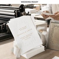 Carte de vœux de mariage gaufrée et estampée à chaud, impression typographique, design personnalisé pour une cérémonie élégante, faible MOQ