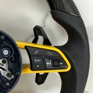 Volant en fibre de carbone jaune en promotion pour <span class=keywords><strong>Audi</strong></span> A3 A4 A5 A6 A7 A8 R8 A4 B8 C7 B6 RS6 RS3 8V <span class=keywords><strong>SQ8</strong></span> SQ5 Q3 Series - Product Image 4