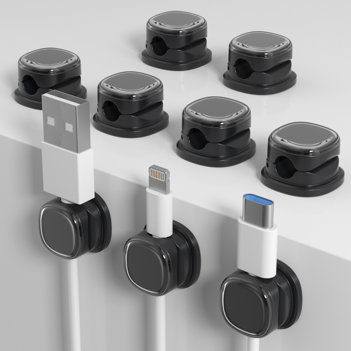 Clear Adhesive Cable Clips (50 PCS) – Stick-On Cord Organizers For Desks, Cars, Walls, And More
