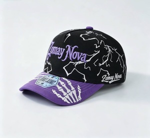 Gorra de Papá de 6 Paneles con Visera Curva, Algodón Lavado, Bordado 3D, Rayo Gótico, Esqueleto, Mano, Punk, Hip Hop, Urbano, OEM, Fábrica Mayorista - Product Image 1