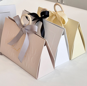 Ready Stock Luxury Paper Gift <b>Box</b> With Wood Ring And Ribbon Handle Custom Logo Jewelry <b>Wedding</b> Favor Packaging <b>Box</b> - Product Image 1