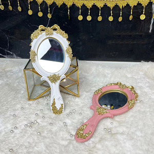 Oval Shape Handle <strong>Mirror</strong> Rose Flower Carved Handicraft <strong>Rococo</strong> Princess Style Makeup <strong>Mirrors</strong> European Cosmetic Handheld <strong>Mirror</strong> - Product Image 5