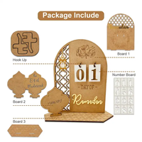 Nicro Wholesale DIY Calendrier de l'Avent en bois ajouré sculpté pour la décoration de table du Ramadan et de l'Aïd, compte à rebours de 30 jours, calendrier islamique musulman