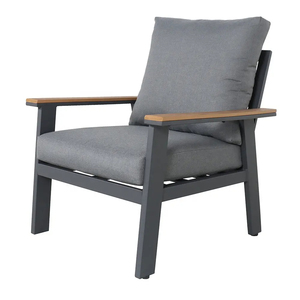 Durable aluminio al aire libre Patio salón sofá muebles de lujo de madera de teca jardín seccional conjunto grandes sillones impermeables para Parque - Product Image 4