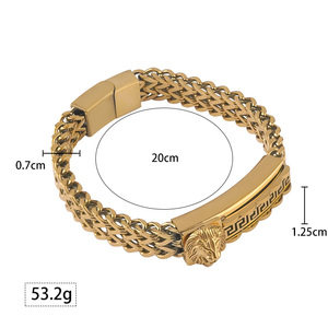 Men's Gold Plated Lion Head <b>Chain</b> Bracelet Classic Animal Pattern Stainless Steel Bracelet Magnetic Retro Fashion Jewelry Gift - Product Image 5