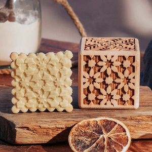 Tampon à biscuits en bois vintage 6 en 1, tampon à biscuits en bois pour la pâtisserie artistique, tampon à pâtisserie en bois gaufré avec <span class=keywords><strong>emporte</strong></span>-pièce - Product Image 2