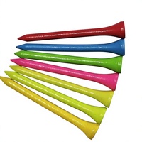 Tees de golf en bois de lotus imprimés colorés en gros, 70 mm, non magnétiques, accessoires de golf multi-spécifications