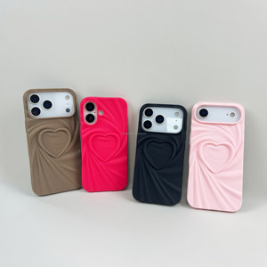 Custodia per telefono con cuore 3D custodia per telefono di lusso in TPU per iPhone 17 Pro Max 16 15 14 13 12 Cover di protezione in sicurezza a pieghe - Product Image 5