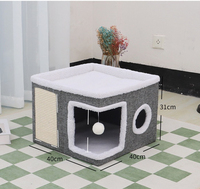 Vente en gros de produits personnalisés pour chats : Maison-griffoir de luxe à double couche, grande, pliable et lavable, type grotte-lit pour chats