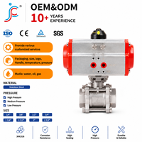 Vanne à boisseau sphérique pneumatique 2 voies en acier inoxydable 304 à joint souple, 3 pièces, avec support OEM, pour eau, connexion BSPP/NPT, pression PN16