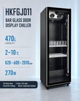Vitrine Réfrigérée Économique avec Porte en Verre Trempé pour Bars, Pubs, Supermarchés, Restaurants, Hôtels et Magasins de Proximité