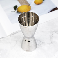 Jigger de bar double face en acier inoxydable SS304, 30+60 ml, finition miroir haute brillance, avec graduations internes