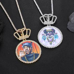 Round Crown Photo <b>Locket</b> Hip Hop Pendant Custom Plated Prong Setting 925 Silver Moissanite Concert Bling Iced Out Fine Chain - Product Image 3