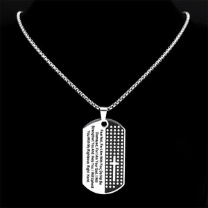Articoli Religiosi di Tendenza, Collane con Ciondolo a Croce e Crocifisso, Gioielli Semplici alla Moda per Uomo in Acciaio Inossidabile - Product Image 2